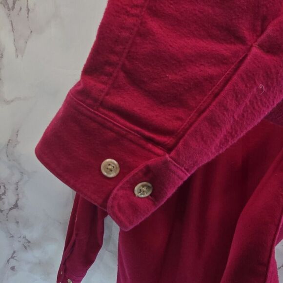 Eddie Bauer Shirt Mens Large Red Flannel Chamois Vintage Pheasant Embroidery - Picture 11 of 12